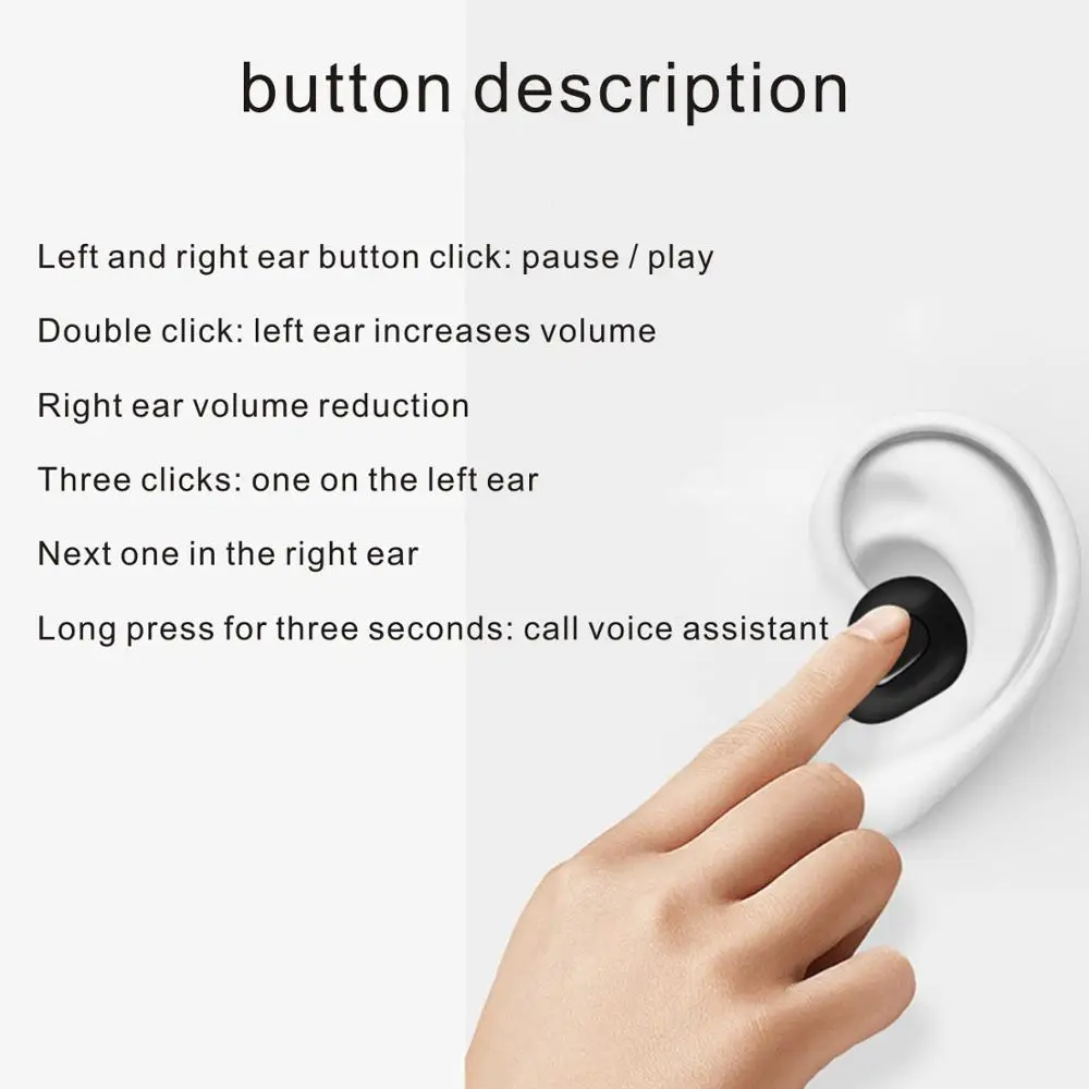 TWS Bluetooth Headphone Bluetooth Earphone Wireless Sports Stereo Microphone Headset For iphone Sumsung Huawei Xiaomi OPPO VIVO