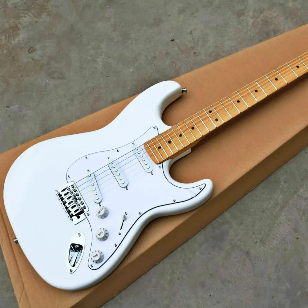 

Top quality FPST-1006 white color solid body white pickguard maple fretboard electric guitar, Free shipping