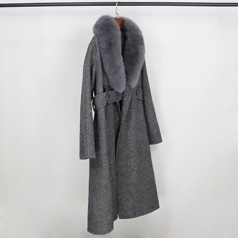 OFTBUY серое пальто из натурального меха зимняя куртка для женщин натуральный Лисий