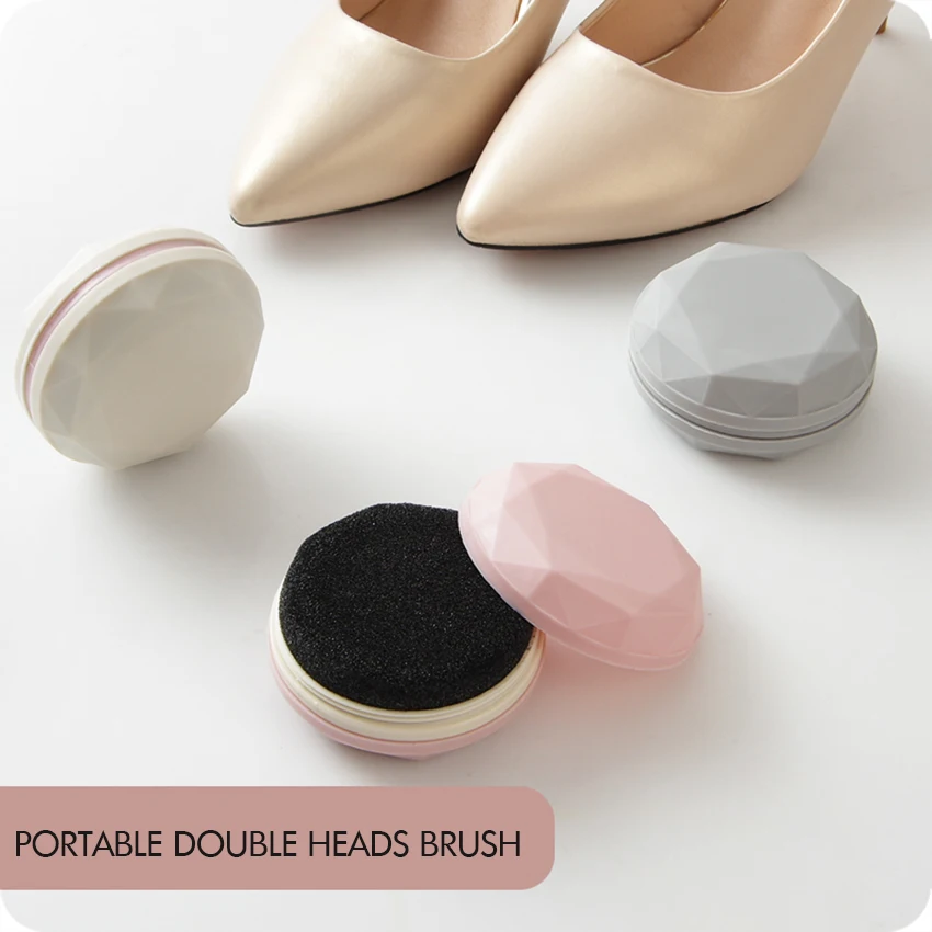Portable Sponge Shoes Polisher Double Heads Cleaning Brush With Polishing Oil Colorless Cleaning Shoe Brush Shoe Care Tool