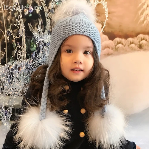 Поступление, зимние шапки для детей, шапка для маленьких девочек 1-6 лет, шапка и шарф для малышей, детские шапки, теплая качественная шапка со съемным меховым помпоном - Цвет: Белый
