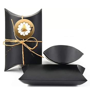 

8pcs/set Christmas Pillow Shape Candy Box Packaging Gift Bags with Sticker Rope L69B