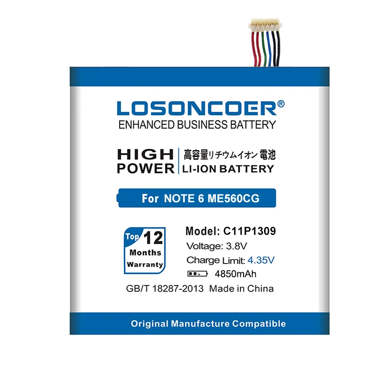 Аккумулятор LOSONCOER C11P1309 4850 мАч хорошего качества для смартфона Asus Fonepad Note FHD6 K00G 6
