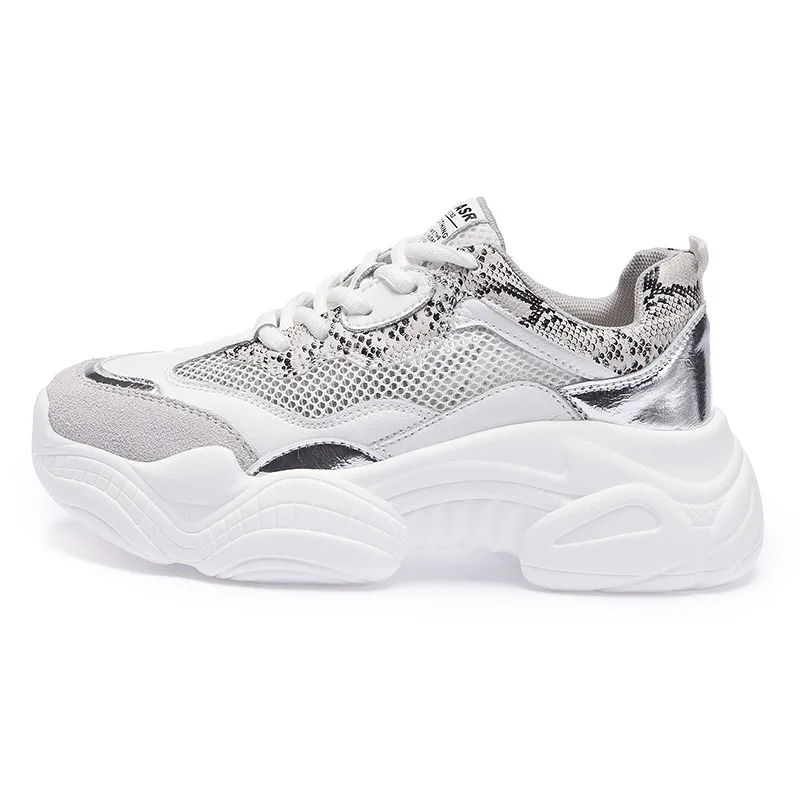 

Snake Veins leisure Fashion Top Quality INS Hot Chunky Sneakers Shoes Ladies Split White sneakers