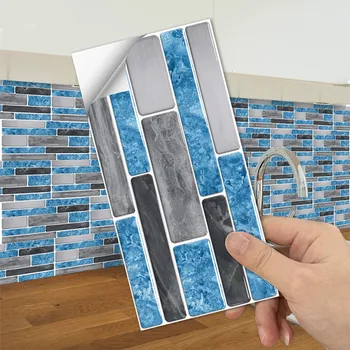 

9 PCs/Set Artificial Crystal Tile Stickers Kitchen Wall Decoration Stickers Environmental Protection Floor Stickers Waterproof