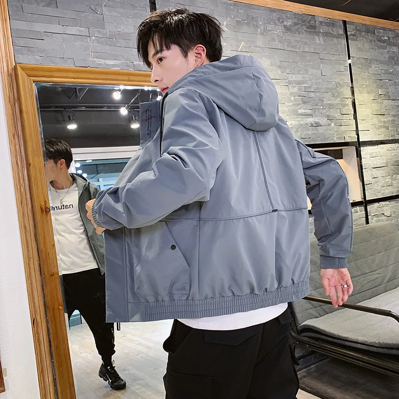 

2020 New Style Autumn Clothing Men Casual Hooded Long-sleeved Coat Korean-style Trend Tooling Jacket Men's Spring And Autumn on