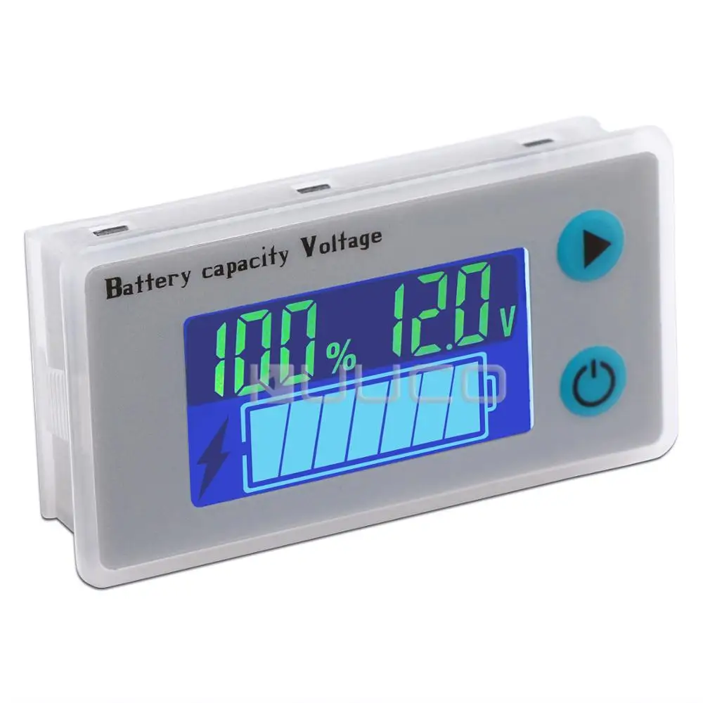 Цифровой Батарея индикатор 12V 24V аккумулятор вольтметра Ёмкость температура монитора Дисплей метр Панель 10-100V детектор батареи