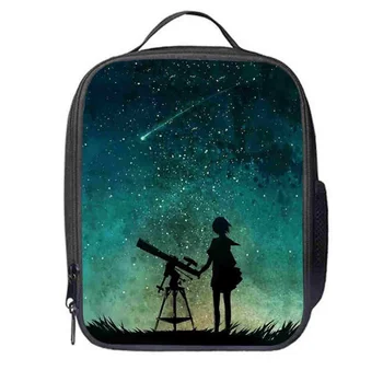 

Starry sky black lunch bag animal cartoon boy girl elementary school student ice bag insulation bag picnic food storage tote bag