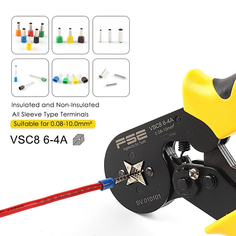 

High-quality crimping pliers VSC8 6-4A 0.08-10MM2 AWG 23-10 tube-type pin terminal manual adjustable tool