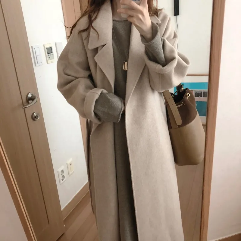 Зима оверсайз длинный плащ пальто женское кашемировое пальто Корейская леди ветровка верхняя одежда Уличная
