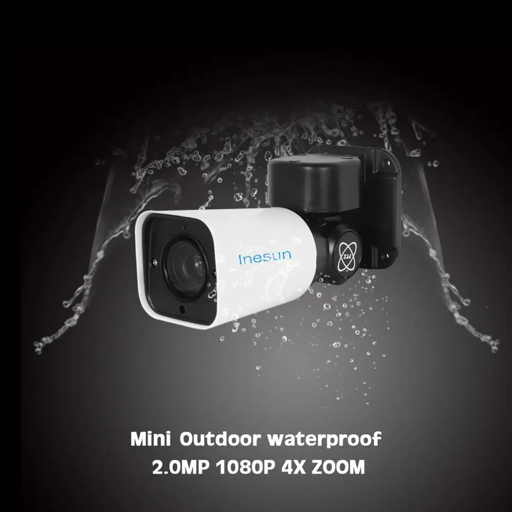 Inesun Открытый PoE PTZ IP камера безопасности 5MP супер HD 2592x1944 4X оптический зум PTZ камера 120ft ИК ночного видения IP66 водонепроницаемый