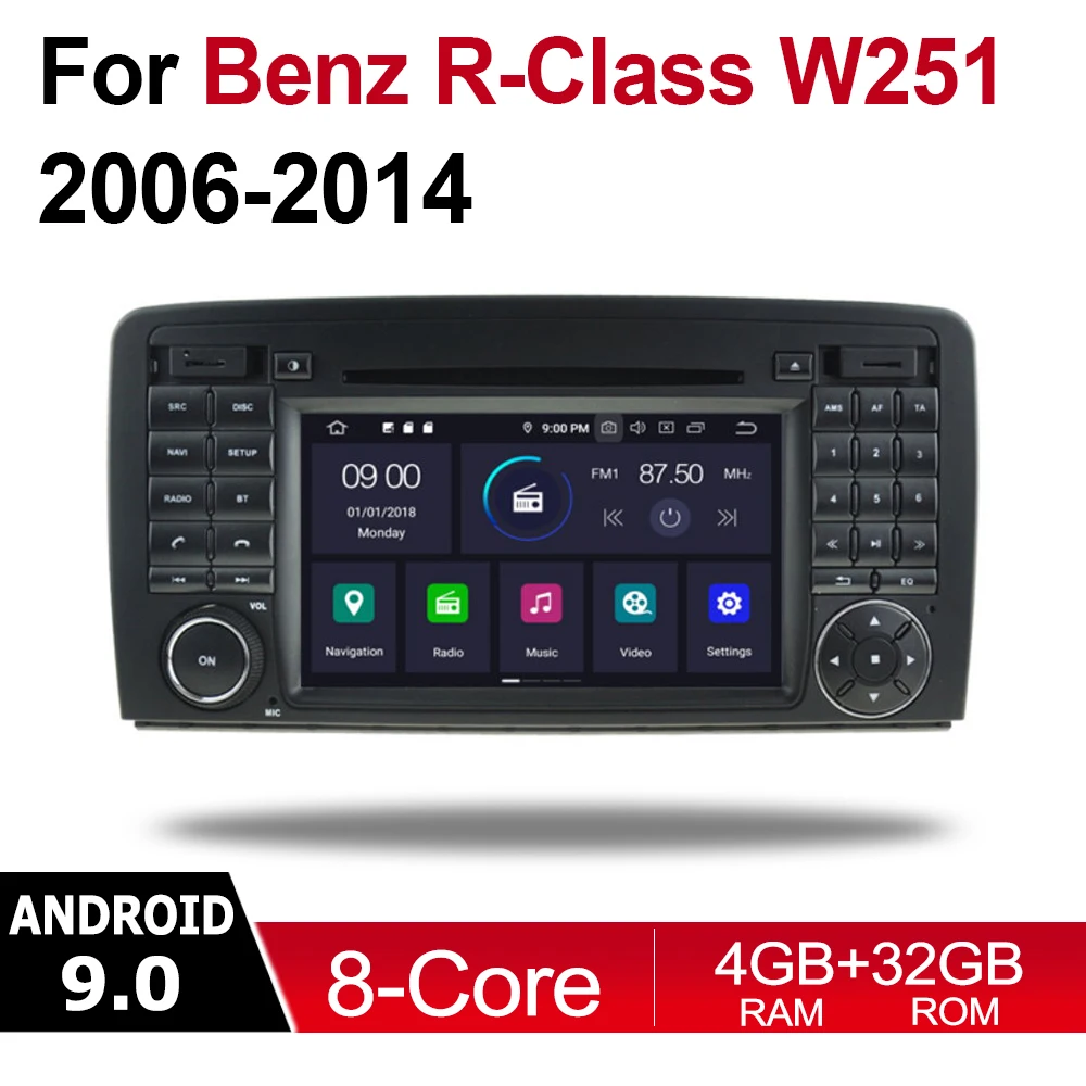 For Mercedes Benz R CLASS W251 R280 2006~2014 NTG 2 DIN Car Android 9 GPS Naviation Multimedia system BT Radio Amplifier | Автомобили и
