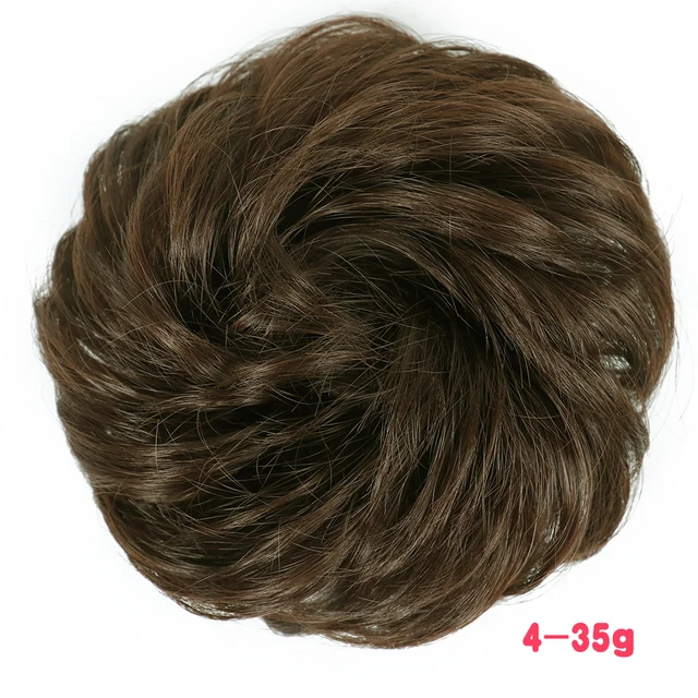 MERISIHAIR Synthetic Girls Curly Scrunchie Chignon With Rubber Band Brown Gray Hair Ring Wrap On Messy Bun Ponytails 35g-4