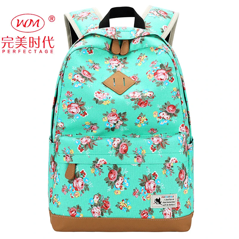 Женский стиль, маленький цветочный холщовый рюкзак, Женская Повседневная сумка для школьников и студентов, рюкзак для путешествий и компьютера WO