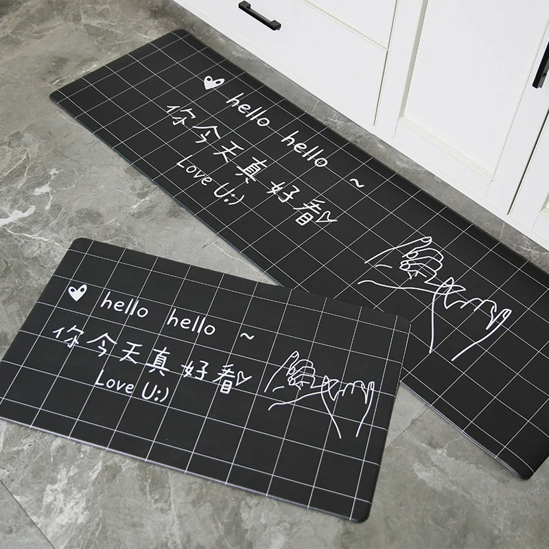 Nordic net red kitchen floor mat oil-proof waterproof strip anti-skid foot mat into doorway mat household carpet - Цвет: 16