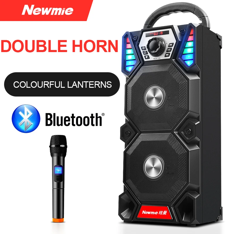  Newmine A1 Outdoor LED Light Bluetooth Speaker Wireless Support TF Card FM Mic Square Party Pull Ro - 4000179768518