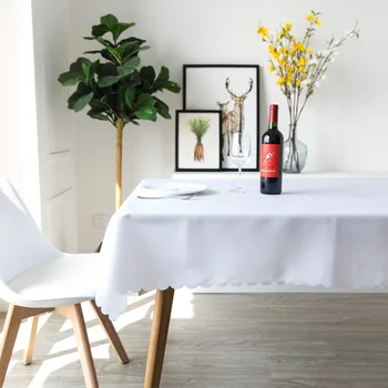 

Solid Color White 100% Polyester Tablecloth Dinner Room Table Cloth Rectangle Plain Red Table Cover