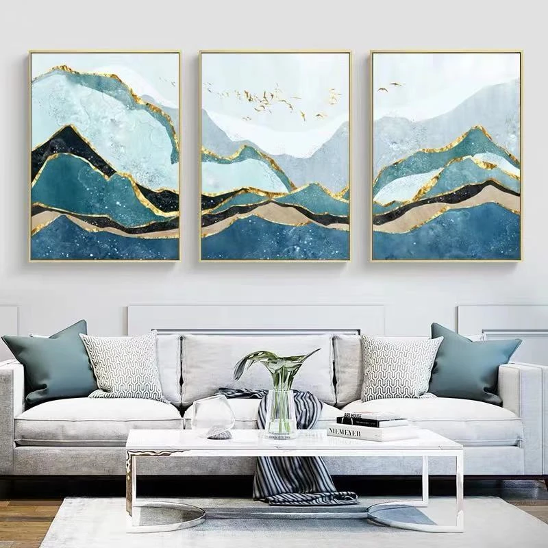 Kort geleden Omgeving spontaan Nordic Moderne Kunst Handgeschilderde Abstract Bladgoud Mountain Landschap  Drieluik Poster Home Achtergrond Wanddecoratie Schilderij|Schilderij &  Schoonschrift| - AliExpress