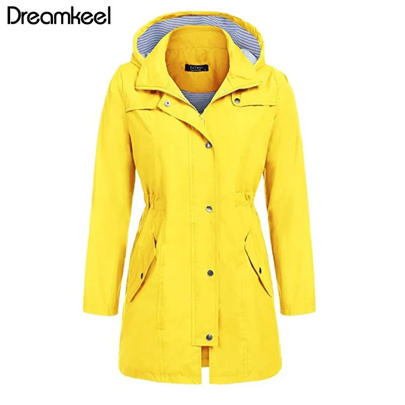 

Casual Waterproof Slimming Waist Women Hooded Midi Long Coat for Autumn Women Clothes 2019 Autumn Women's Coat Jacket Y