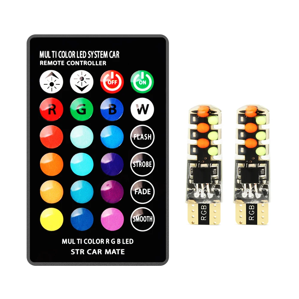 Разноцветные светодиодные автомобильные лампы RGB T10 W5W для lada VESTA niva kalina priora granta