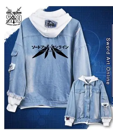 Sword Art Online одежда толстовка аниме SAO джинсовое пальто для мужчин и женщин Модная Джинсовая куртка с капюшоном - Цвет: 6