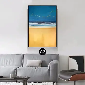 

Hand painted Abstract Oil Painting Texture Blue Sky Yellow Earth Wall Art For Home Decoration Hotel Livong Room