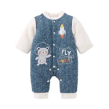 

Pureborn Newborn Baby Romper Baby Boy Thick Quilted Cotton Baby Jumpsuit Astranaut Infant Toddler Baby Pajamas Winter Clothes
