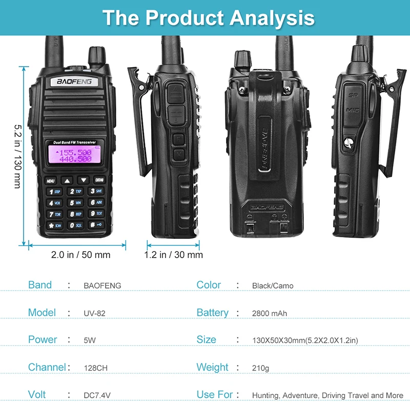 2 шт. Новинка Портативная рация Baofeng UV-82 с наушником и кнопкой CB Ham Радио Vhf Uhf двухдиапазонный Baofeng UV 82 UV82