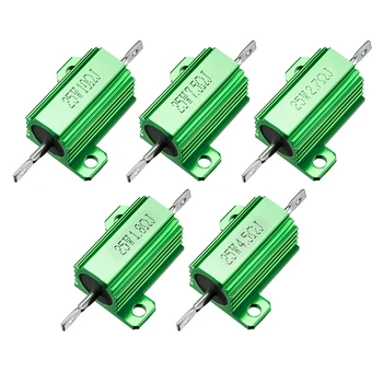 

uxcell 25W 1R -10R Ohm Aluminium Housing Chassis Mount Wirewound Power Resistors Green 5pcs