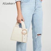 Сумка с крокодиловым узором, женская брендовая Роскошная, шикарная маленькая сумка через плечо, женская сумочка с металлическим кольцом и пряжкой, черный модный кошелек