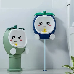 2 cores portátil bebê menino mictório maçã desenhos animados crianças treinamento potty pote de crianças vertical ajustável wall mounted xixi toalete