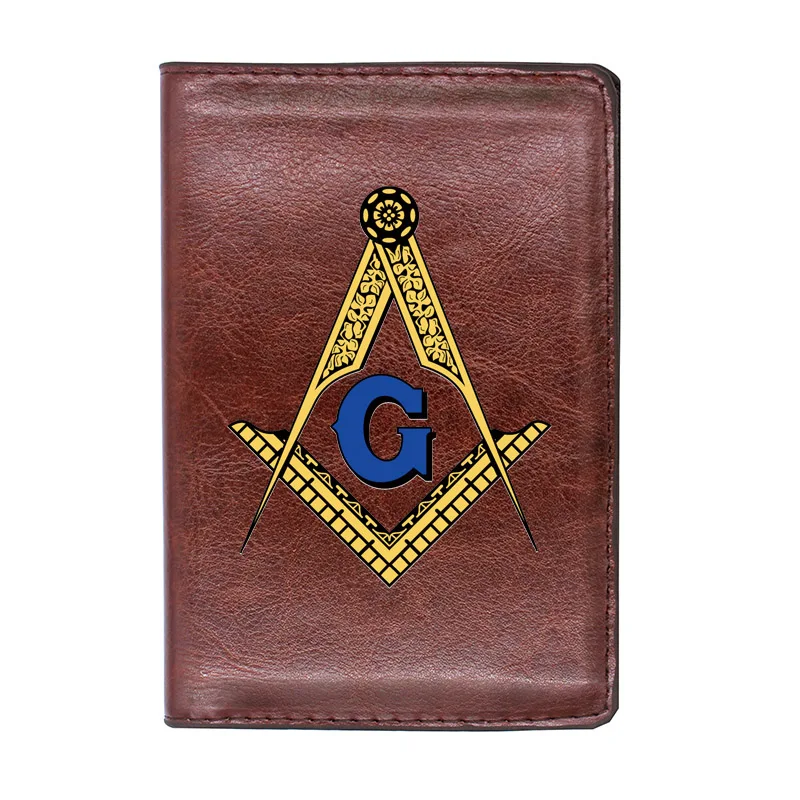 New Arrivals Classic Masonic Logo Passport Cover Holder ID Credit Card Case Travel Leather Freemasonry Passport Wallet