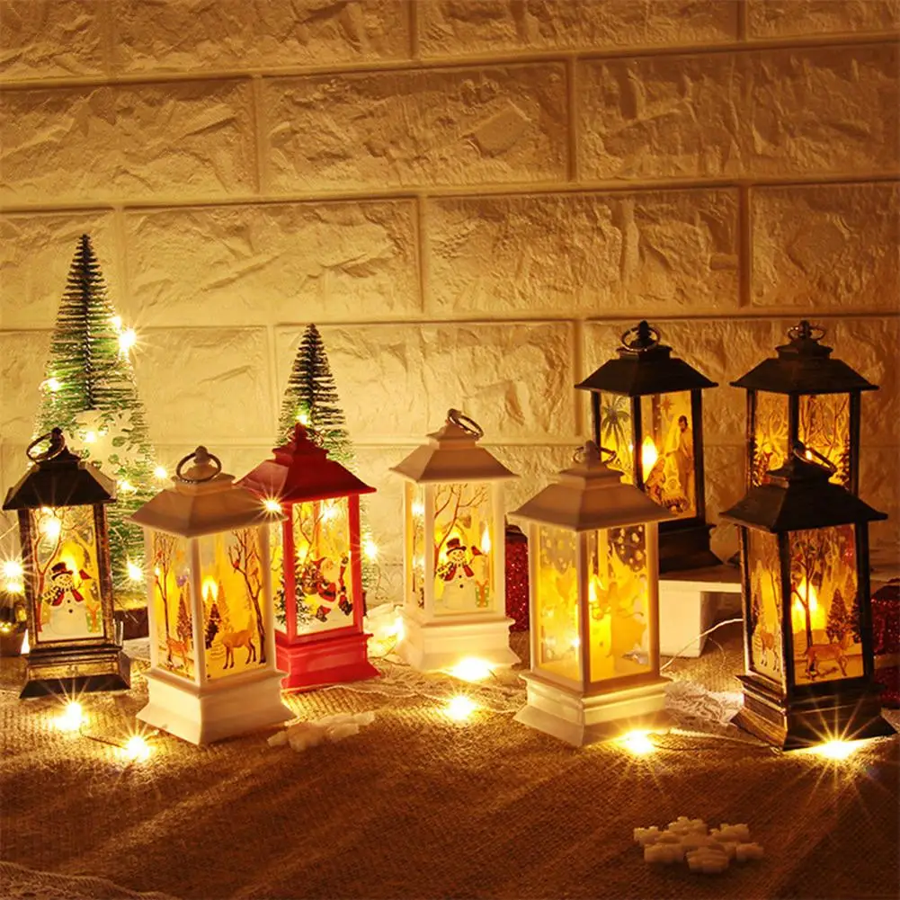 Рождественский лось, Санта, снеговик, светодиодный подвесной фонарь, декоративный, вечерние, Ночной светильник, оконные, настенные, подвесные рождественские украшения для дома