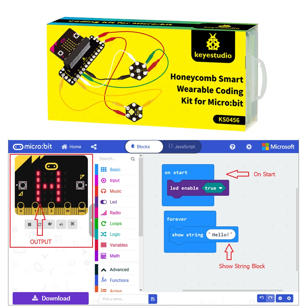 Keyestudio Honeycomb Smart Wearable Coding Kit for Micro:bit With 8 projects Keyestudio Honeycomb Smart Wearable Coding Kit for Micro:bit With 8 projects