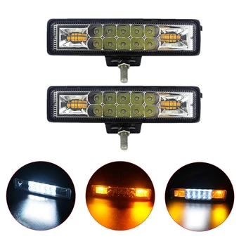 

DHBH-2Pcs Car LED Work Light Bar 48W Amber Strobe Flash Flood Light for Jeep Offroad ATV UTV SUV Motorcycle 12V