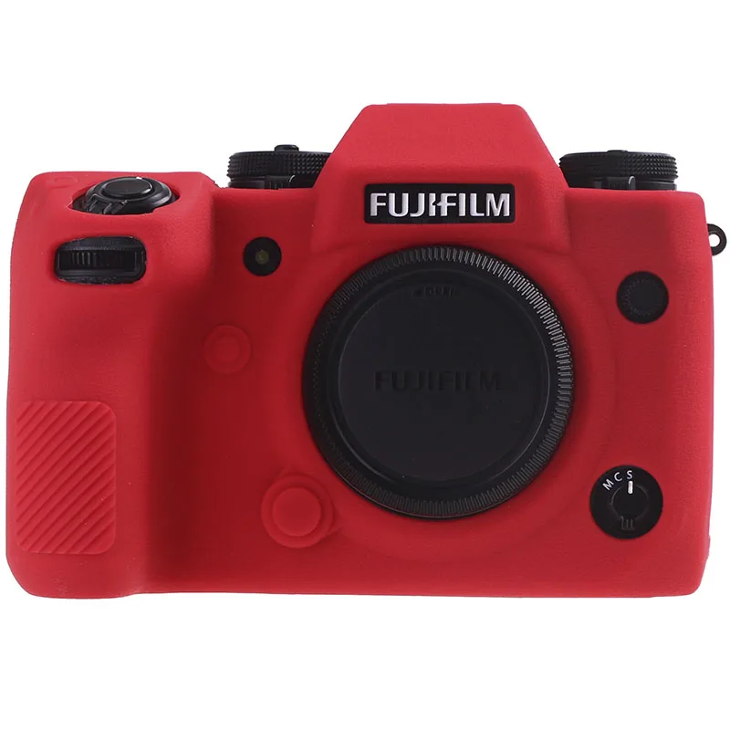 Мягкий силиконовый резиновый чехол для FUJIFILM Fuji X-H1 XH1 цифровой камеры личи текстуры поверхности защитный чехол для тела протектор - Цвет: Red