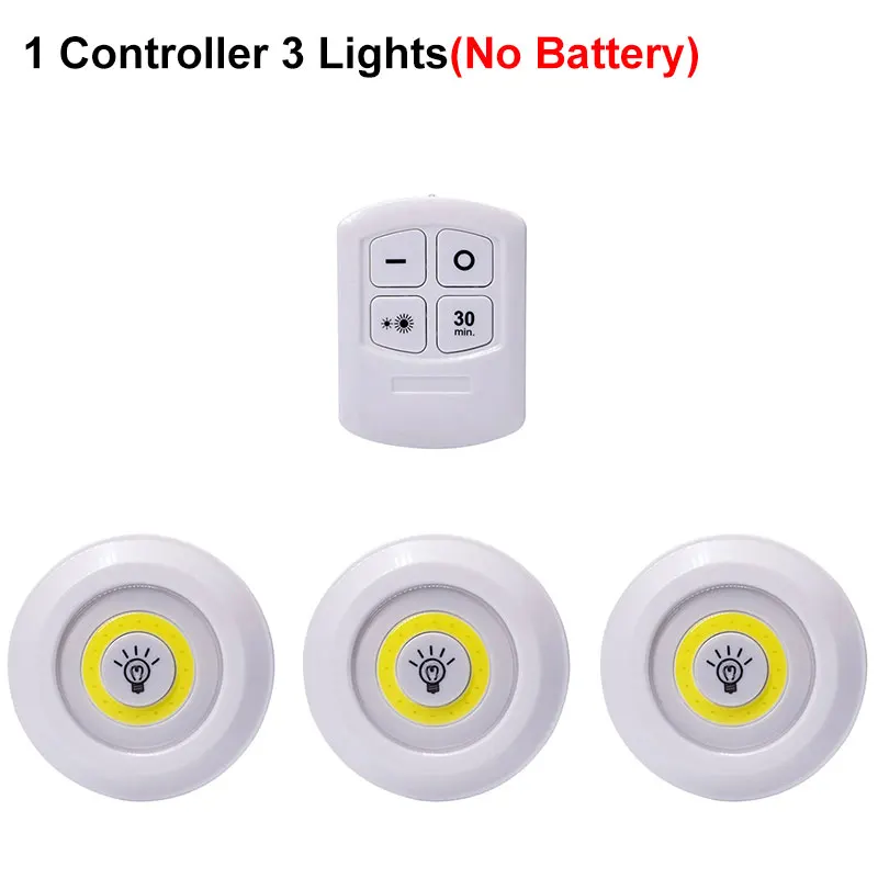 1 controller 3 lamps Диммируемая COB Светодиодная подсветка под шкаф на батарейках ночные лампы с пультом дистанционного управления для шкаф для одежды ванная кухня светильник ing - Цвет: 1 controller 3 lamps