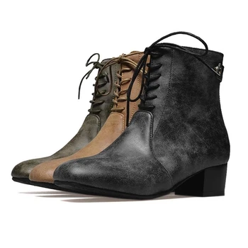 

Vogue Nice New Women Boots Fashion Autumn Winter PU Female Lace-up Martin Boots Vintage Fashion Ankle Boot Feminina