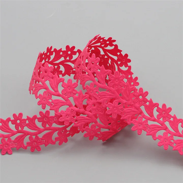 7  5Yard 35mm Flower Vine Ultrasonic Embossing Ribbons DIY Headwear Wedding Gift Wrapping Clothing Accessories Lace Satin Ribbon