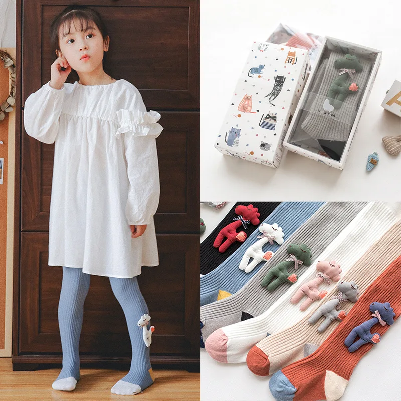 Новинка Колготки для девочек с рисунком куклы Детские колготки Сезон осень зима