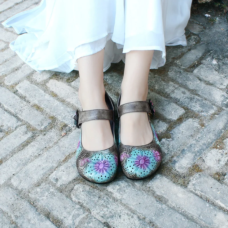 

Xi shuai 2020 Spring And Summer New Style Flower Hollow out Sweet Elegant Genuine Leather Handmade WOMEN'S Shoes round-Toe Versi