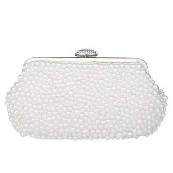 

Women's Pearl Clutch Shiny Beaded Evening Bag for Wedding Bride Bridesmaid Party Purse