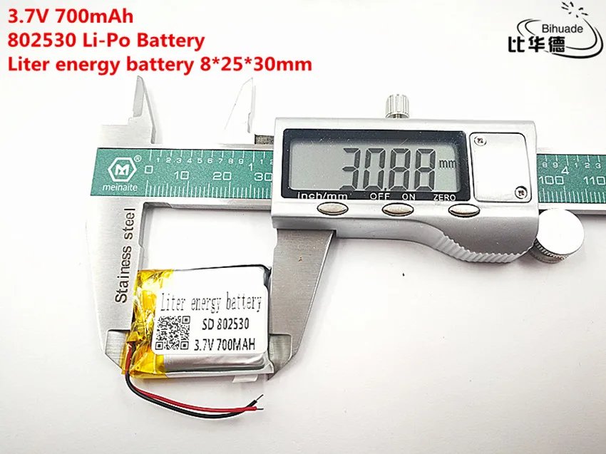 Good Qulity 3.7V,700mAH,802530 Polymer lithium ion / Li-ion battery for TOY,POWER BANK,GPS,mp3,mp4
