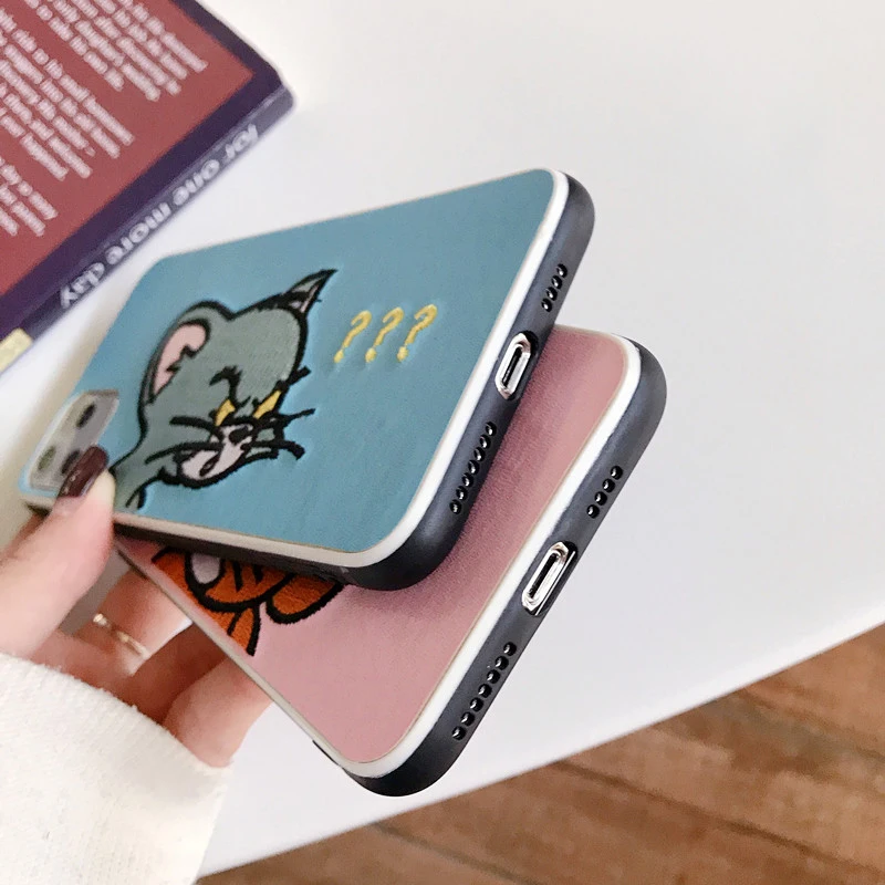 Чехлы для телефонов iphone 11Pro XS Max X XR чехол с мультяшной вышивкой в виде кошки мыши для iphone 11 6 6S 7 8 Plus задняя крышка fundas capa