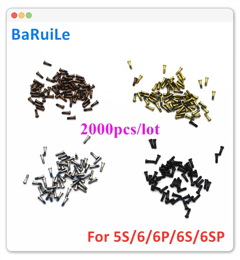 BaRuiLe 2000 шт. нижний винт для iPhone 6S 6 Plus 7 7P 5S разъем док-станции с шестигранными гайками 5 Point Star Pentacle аксессуары для винтов крышки Pentalobe