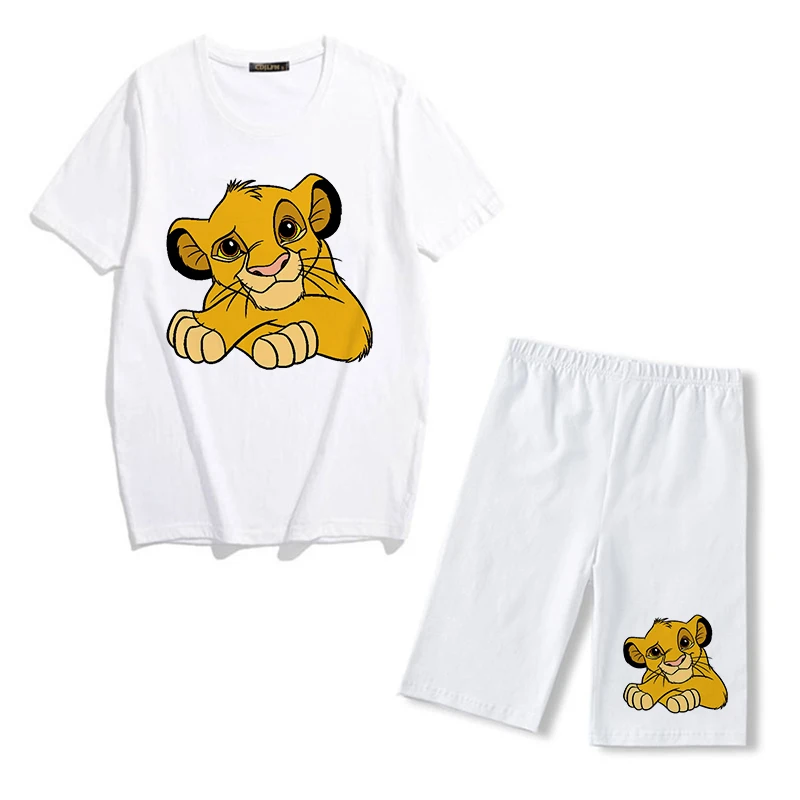 Disney Cute Simba The Lion King Print Women Tracksuit Casual Pullover  O-neck T-shirts And Jogging Shorts Summer Two Piece Set - Short Sets -  AliExpress