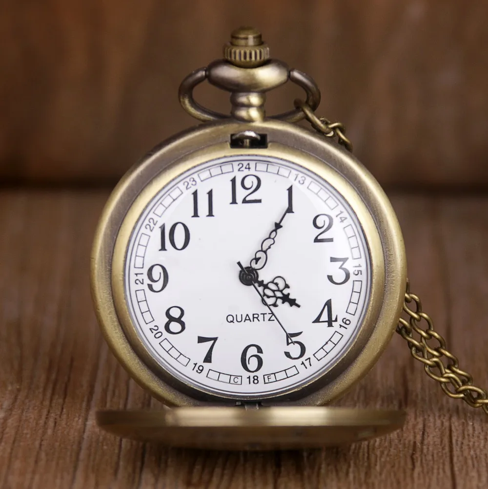 Античная стимпанк Бронзовый AC DC адский колокол шаблон карманные часы с кулоном цепи Цветок Тяга Смотреть Назад Для мужчин подарок CF1043