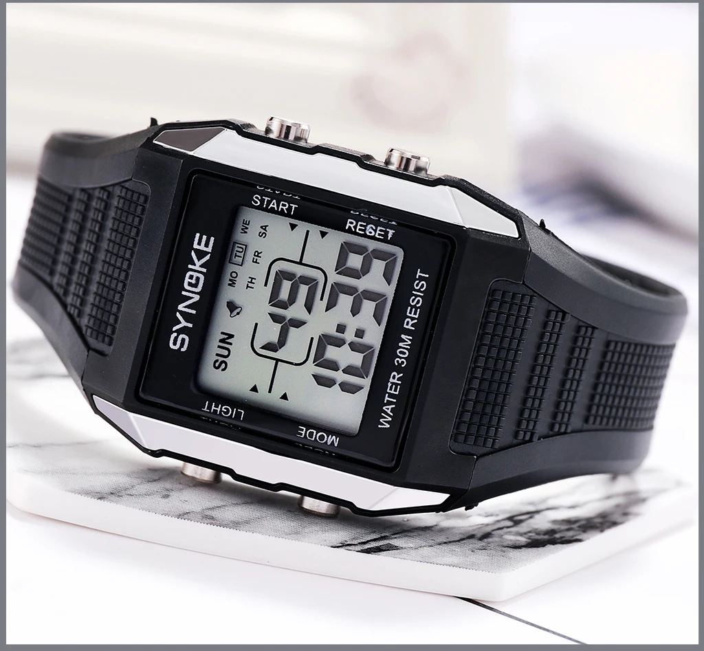 SUMTOCK Для мужчин часы цифровой светодиодный часы Водонепроницаемый световой сигнализации синхронизации многофункциональные часы relogios солнечные desportivos