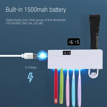 

New Multifunctional Ultraviolet Toothbrush Sterilizer Disinfection Toothbrush Rack Shelf Time Toothpaste Squeezers Tube Holder