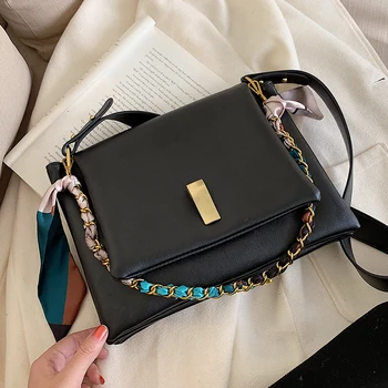 

European Fashion Female Ribbon Tote bag 2019 New High quality PU Leather Women's Designer Handbag Chain Shoulder Messenger Bag
